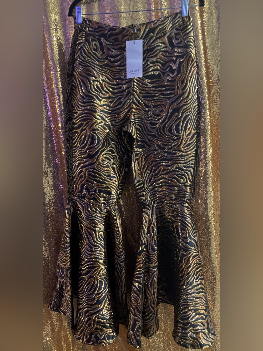 AKIRA Gold and Black Zebra Burnout Dress